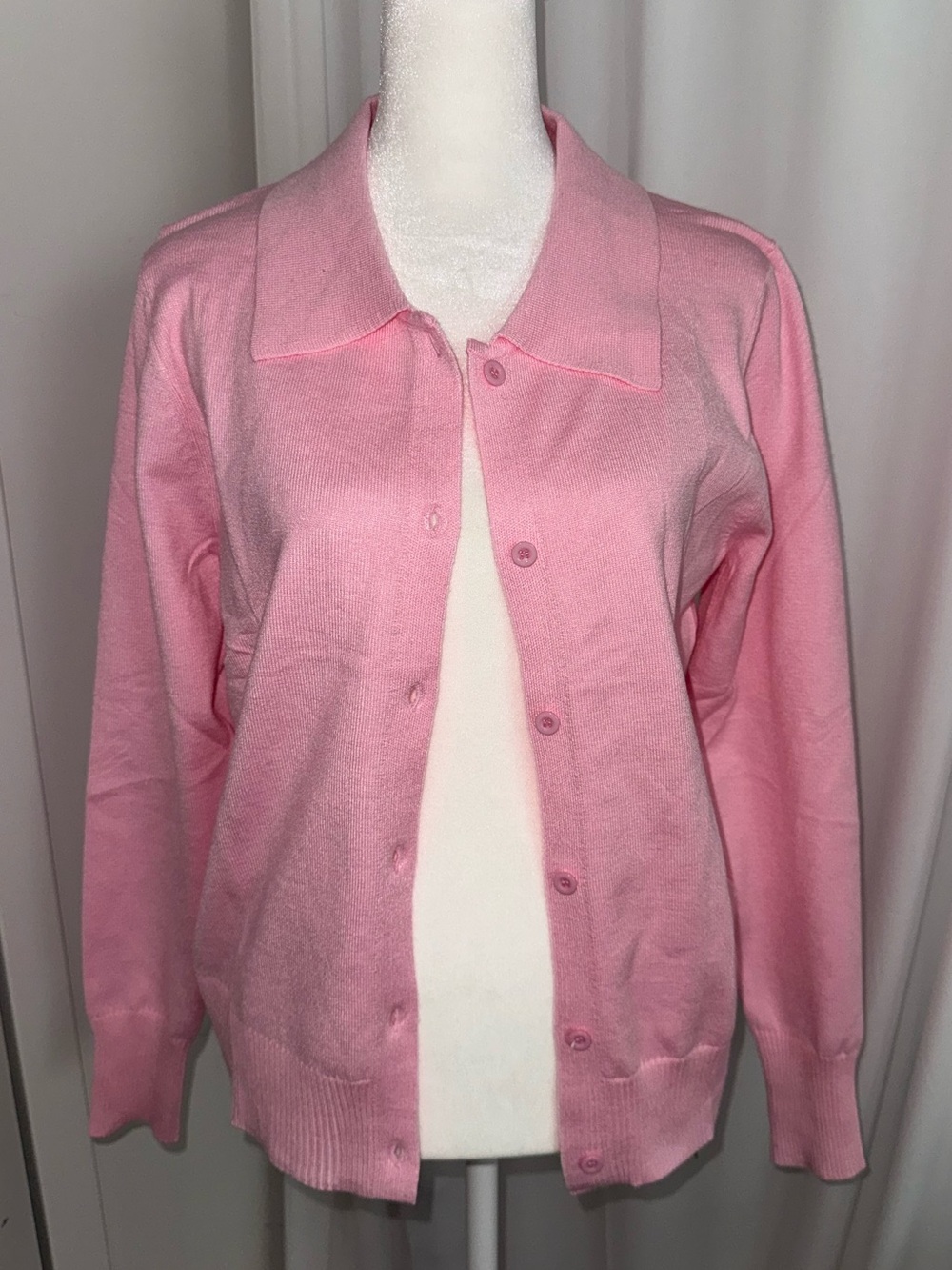 Brand new pink collared cardigan sweater